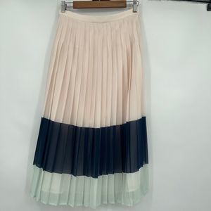 Club Monaco Majida Color Block Multi-Color MIDI Pleated Skirt Sz 6